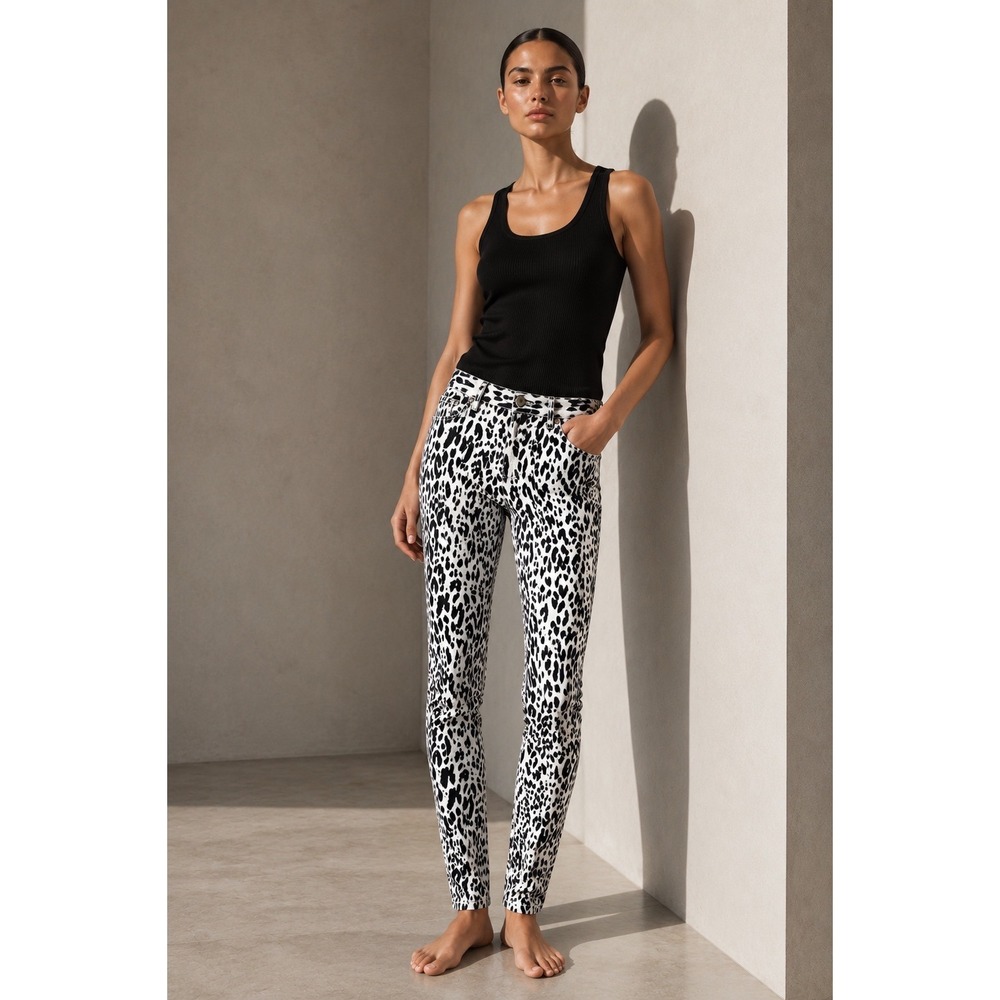 NWT L'AGENCE Marguerite High‎ Rise Skinny Women 25 Leopard Black Genoa Jeans